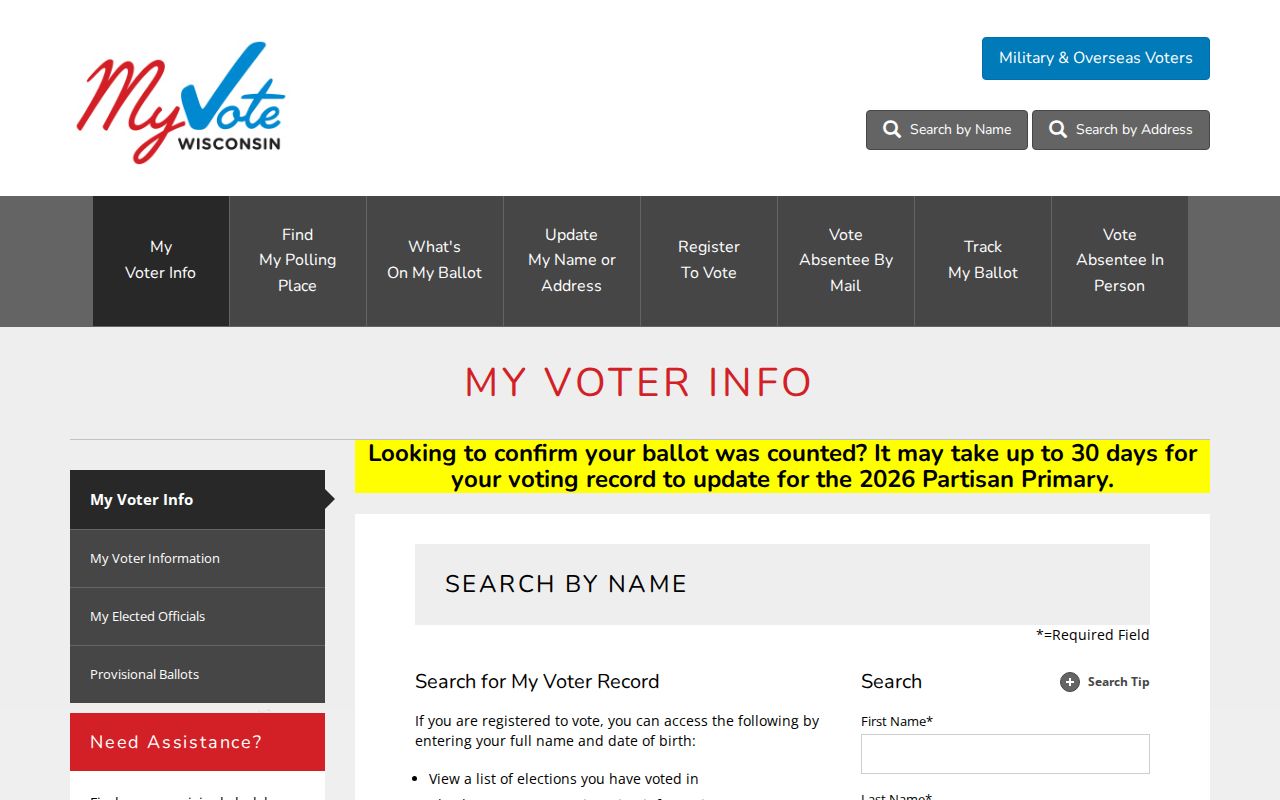MyVote Wisconsin voter information search for South Milwaukee residents